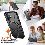 EIDERWOOD iPhone 17 Mobil Cover - Roterende Kickstand - Sort