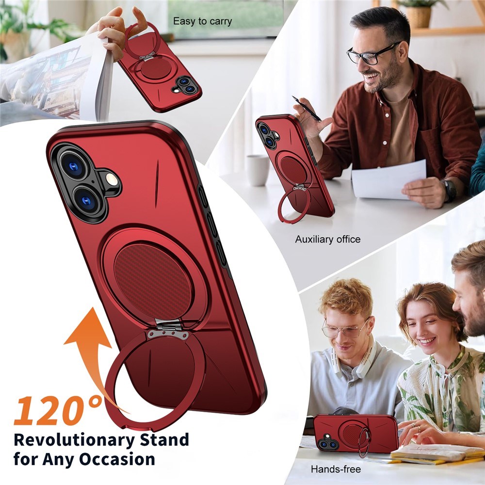 EIDERWOOD iPhone 17 Mobil Cover - Roterende Kickstand - Rød