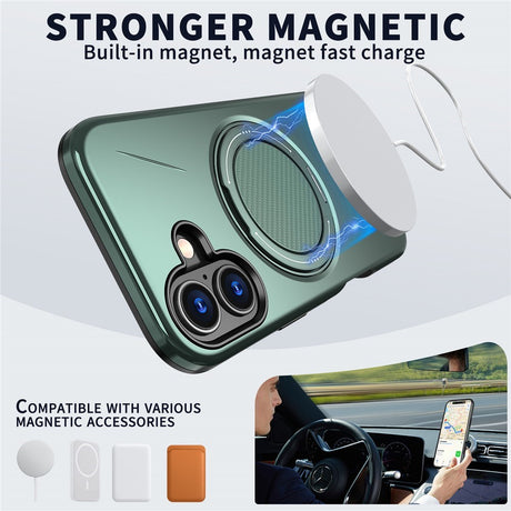 EIDERWOOD iPhone 17 Mobil Cover - Roterende Kickstand - MagSafe Kompatibel - Grøn