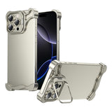 iPhone 16 Pro 2-i-1 Metal Bumper Cover - Ståfunktion & Linsebeskytter - Titanium