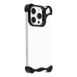iPhone 16 Pro 2-i-1 Metal Bumper Cover - Ståfunktion & Linsebeskytter - Sort