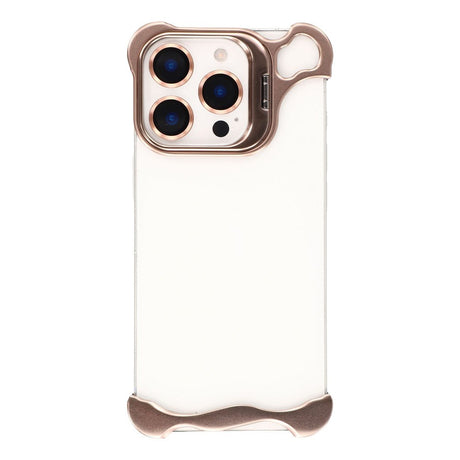iPhone 16 Pro 2-i-1 Metal Bumper Cover - Ståfunktion & Linsebeskytter - Guld