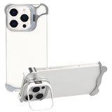 iPhone 16 Pro 2-i-1 Metal Bumper Cover - Ståfunktion & Linsebeskytter - Sølv