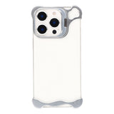 iPhone 16 Pro 2-i-1 Metal Bumper Cover - Ståfunktion & Linsebeskytter - Sølv