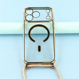 EIDERWOOD iPhone 17 Pro Max Fleksibelt Plastik Mobil Cover - inkl. Justerbar Strop - MagSafe Kompatibel - Gennemsigtig / Guld