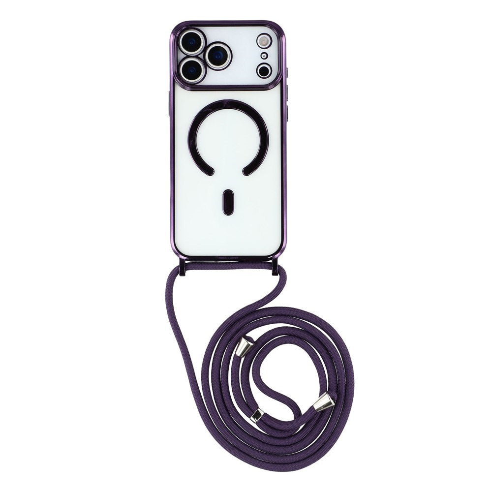 EIDERWOOD iPhone 17 Pro Max Fleksibelt Plastik Mobil Cover - inkl. Justerbar Strop - MagSafe Kompatibel - Gennemsigtig / Lilla