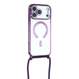 EIDERWOOD iPhone 17 Pro Max Fleksibelt Plastik Mobil Cover - inkl. Justerbar Strop - MagSafe Kompatibel - Gennemsigtig / Lilla