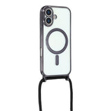 EIDERWOOD iPhone 17 Fleksibelt Plastik Mobil Cover - inkl. Justerbar Strop - MagSafe Kompatibel - Gennemsigtig / Sort