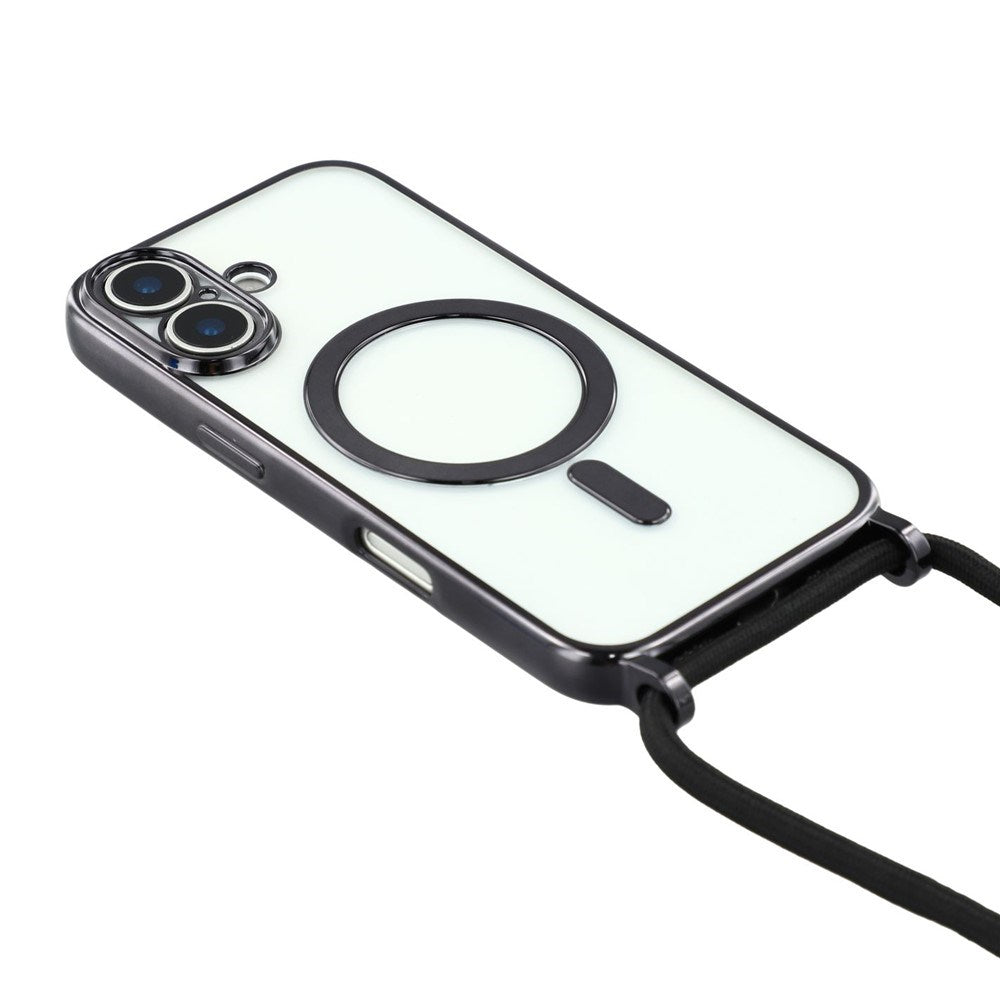 EIDERWOOD iPhone 17 Fleksibelt Plastik Mobil Cover - inkl. Justerbar Strop - MagSafe Kompatibel - Gennemsigtig / Sort