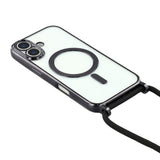 EIDERWOOD iPhone 17 Fleksibelt Plastik Mobil Cover - inkl. Justerbar Strop - MagSafe Kompatibel - Gennemsigtig / Sort