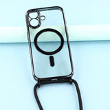EIDERWOOD iPhone 17 Fleksibelt Plastik Mobil Cover - inkl. Justerbar Strop - MagSafe Kompatibel - Gennemsigtig / Sort