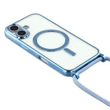 EIDERWOOD iPhone 17 Fleksibelt Plastik Mobil Cover - inkl. Justerbar Strop - MagSafe Kompatibel - Gennemsigtig / Blå