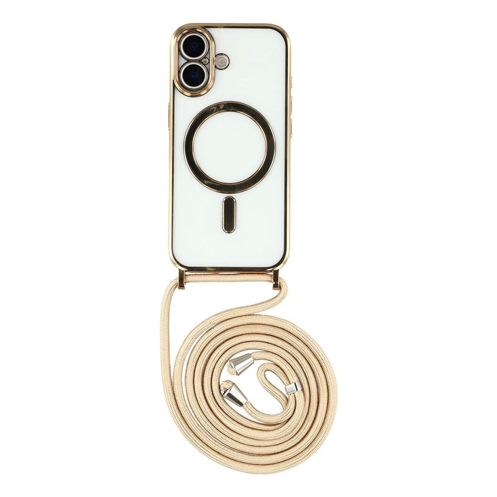 EIDERWOOD iPhone 17 Fleksibelt Plastik Mobil Cover - inkl. Justerbar Strop - MagSafe Kompatibel - Gennemsigtig / Guld