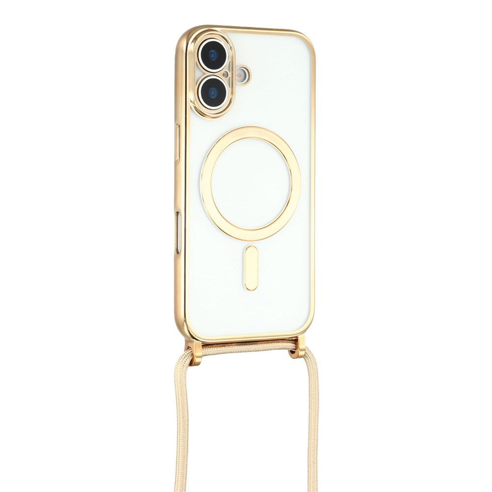 EIDERWOOD iPhone 17 Fleksibelt Plastik Mobil Cover - inkl. Justerbar Strop - MagSafe Kompatibel - Gennemsigtig / Guld