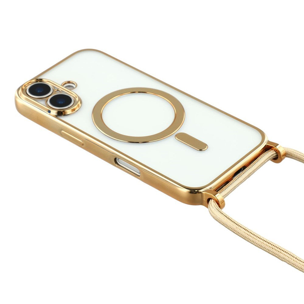 EIDERWOOD iPhone 17 Fleksibelt Plastik Mobil Cover - inkl. Justerbar Strop - MagSafe Kompatibel - Gennemsigtig / Guld