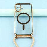 EIDERWOOD iPhone 17 Fleksibelt Plastik Mobil Cover - inkl. Justerbar Strop - MagSafe Kompatibel - Gennemsigtig / Guld