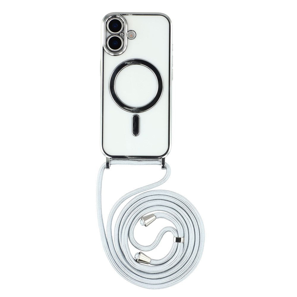 EIDERWOOD iPhone 17 Fleksibelt Plastik Mobil Cover - inkl. Justerbar Strop - MagSafe Kompatibel - Gennemsigtig / Sølv