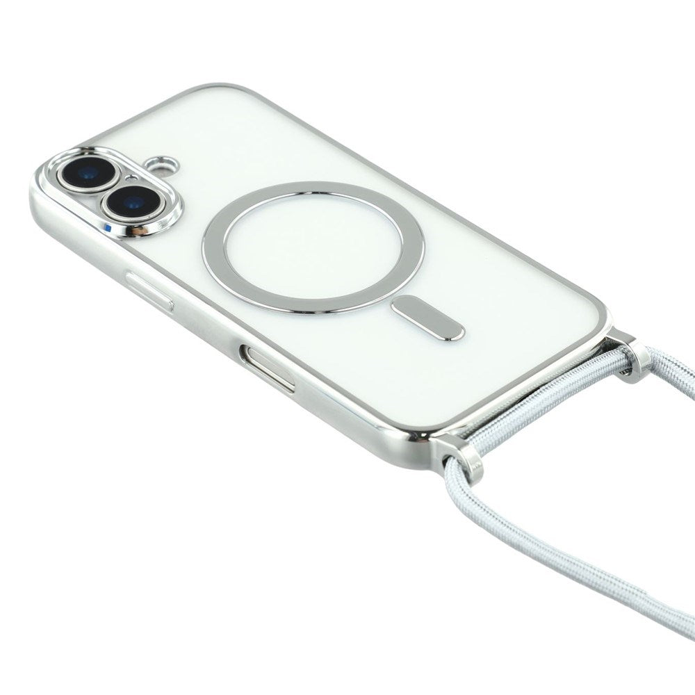 EIDERWOOD iPhone 17 Fleksibelt Plastik Mobil Cover - inkl. Justerbar Strop - MagSafe Kompatibel - Gennemsigtig / Sølv