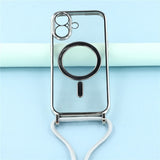 EIDERWOOD iPhone 17 Fleksibelt Plastik Mobil Cover - inkl. Justerbar Strop - MagSafe Kompatibel - Gennemsigtig / Sølv