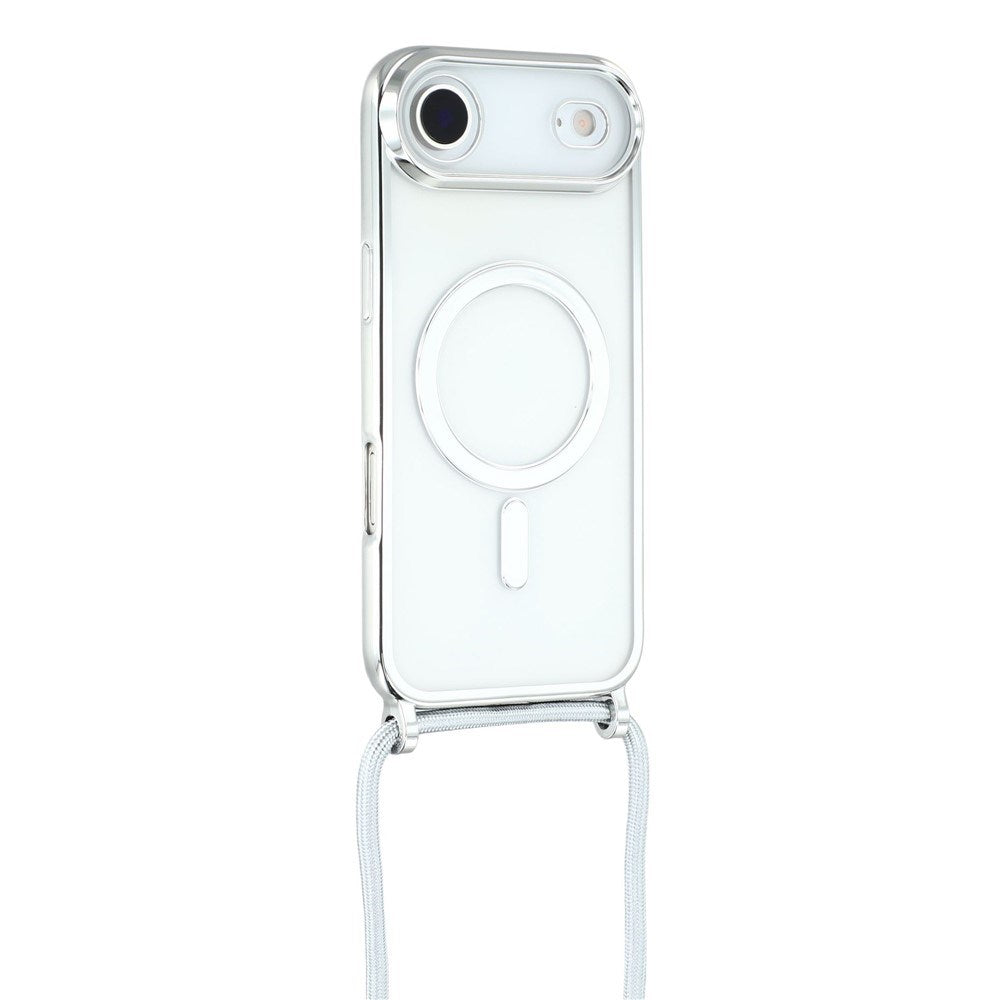 EIDERWOOD iPhone Air Fleksibelt Plastik Mobil Cover - inkl. Justerbar Strop - MagSafe Kompatibel - Gennemsigtig / Sølv