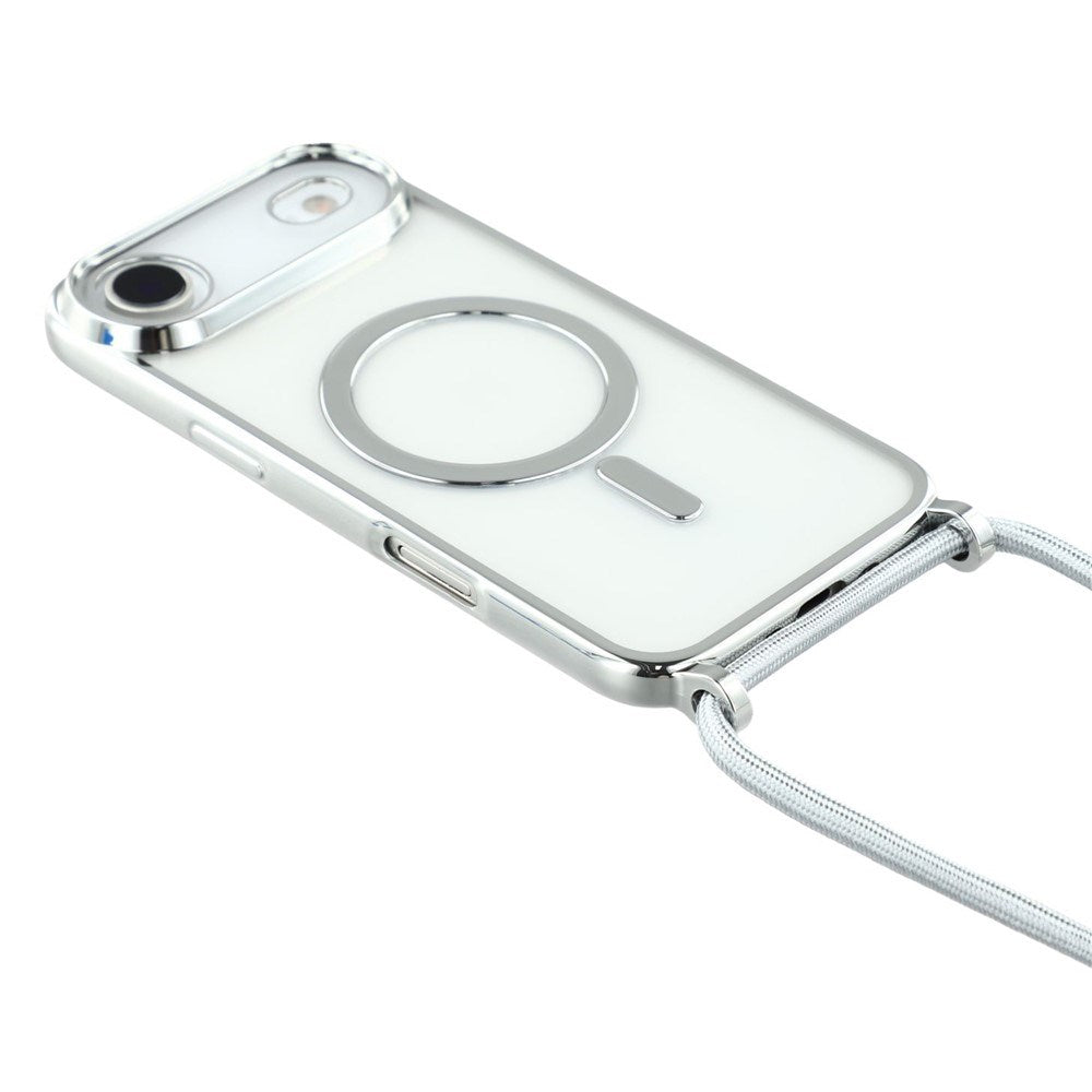 EIDERWOOD iPhone Air Fleksibelt Plastik Mobil Cover - inkl. Justerbar Strop - MagSafe Kompatibel - Gennemsigtig / Sølv