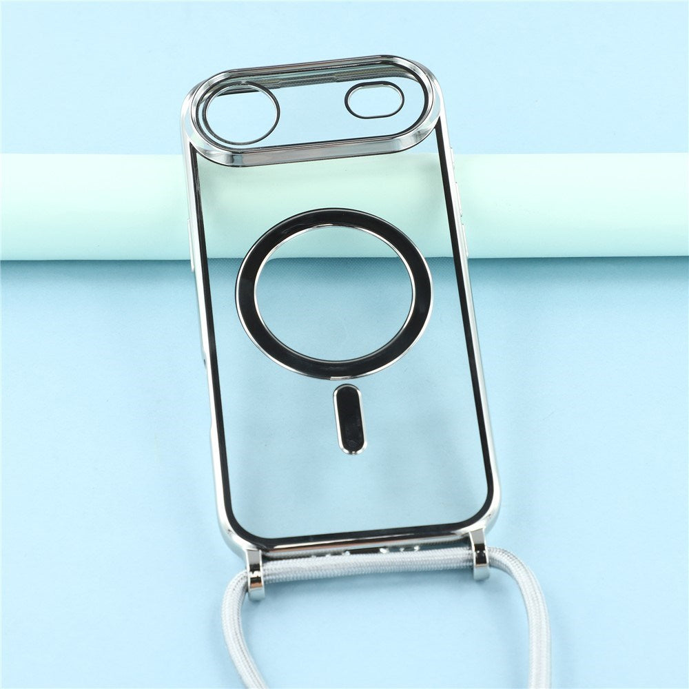 EIDERWOOD iPhone Air Fleksibelt Plastik Mobil Cover - inkl. Justerbar Strop - MagSafe Kompatibel - Gennemsigtig / Sølv