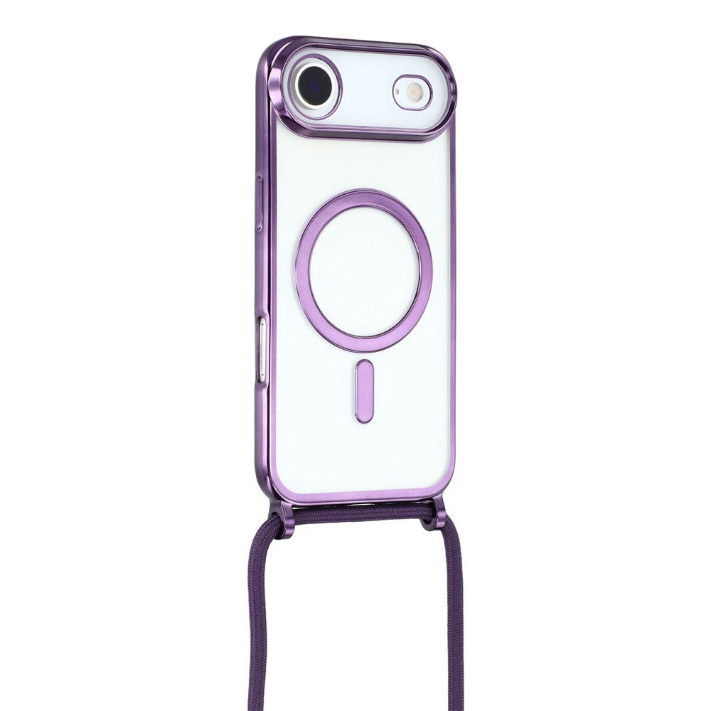 EIDERWOOD iPhone Air Fleksibelt Plastik Mobil Cover - inkl. Justerbar Strop - MagSafe Kompatibel - Gennemsigtig / Lilla
