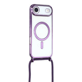 EIDERWOOD iPhone Air Fleksibelt Plastik Mobil Cover - inkl. Justerbar Strop - MagSafe Kompatibel - Gennemsigtig / Lilla