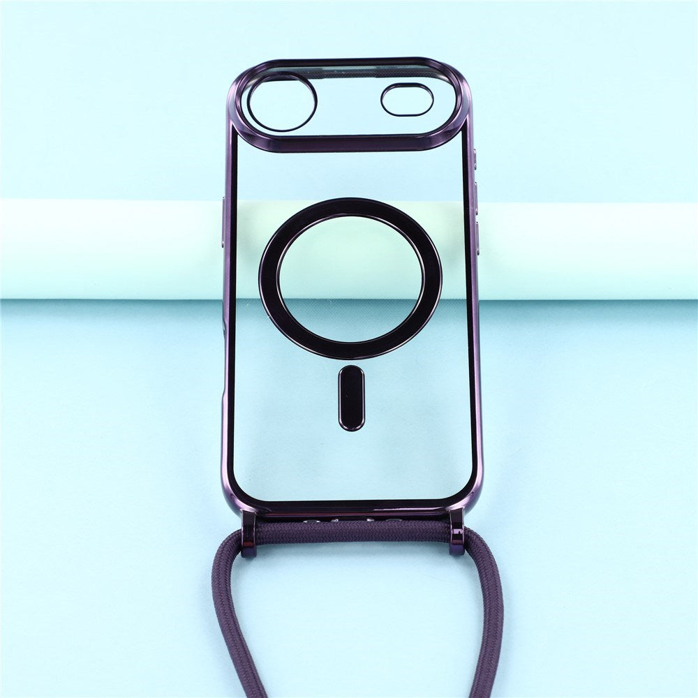 EIDERWOOD iPhone Air Fleksibelt Plastik Mobil Cover - inkl. Justerbar Strop - MagSafe Kompatibel - Gennemsigtig / Lilla