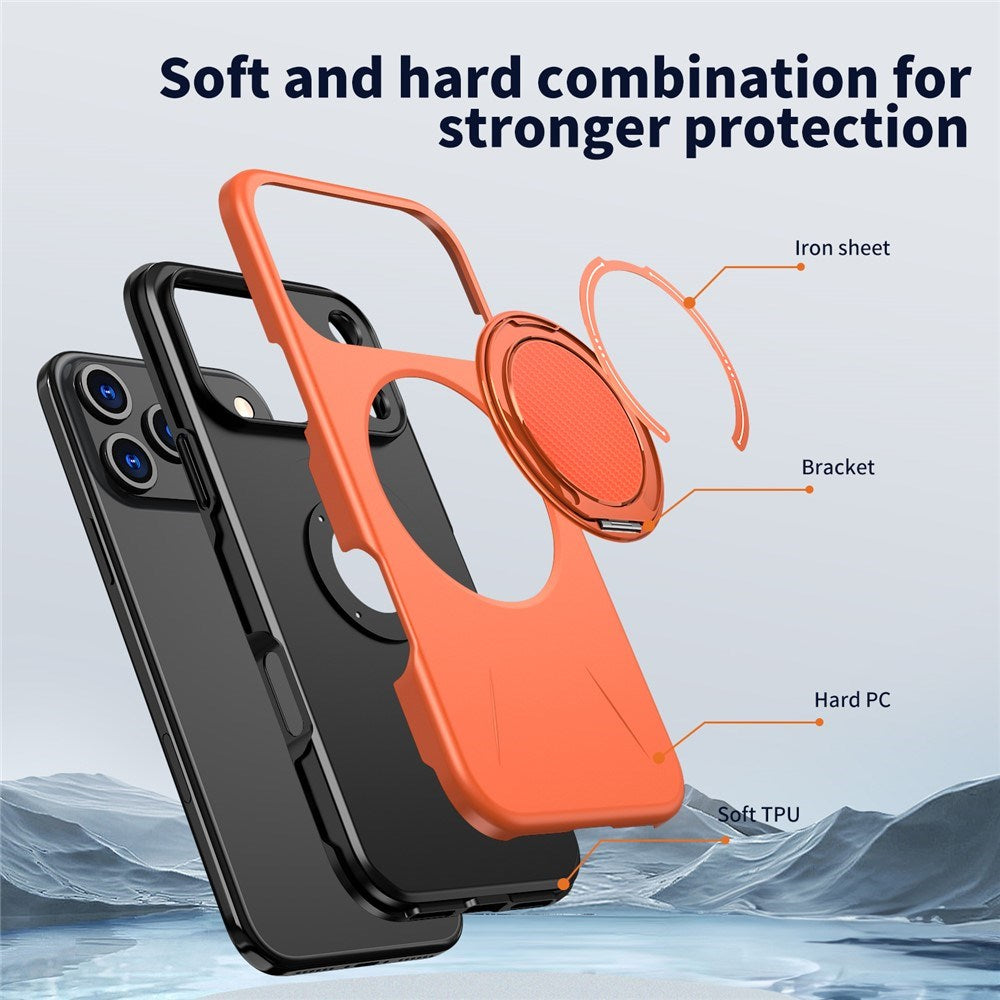 EIDERWOOD iPhone 17 Pro Mobil Cover - Roterende Kickstand - MagSafe Kompatibel - Orange