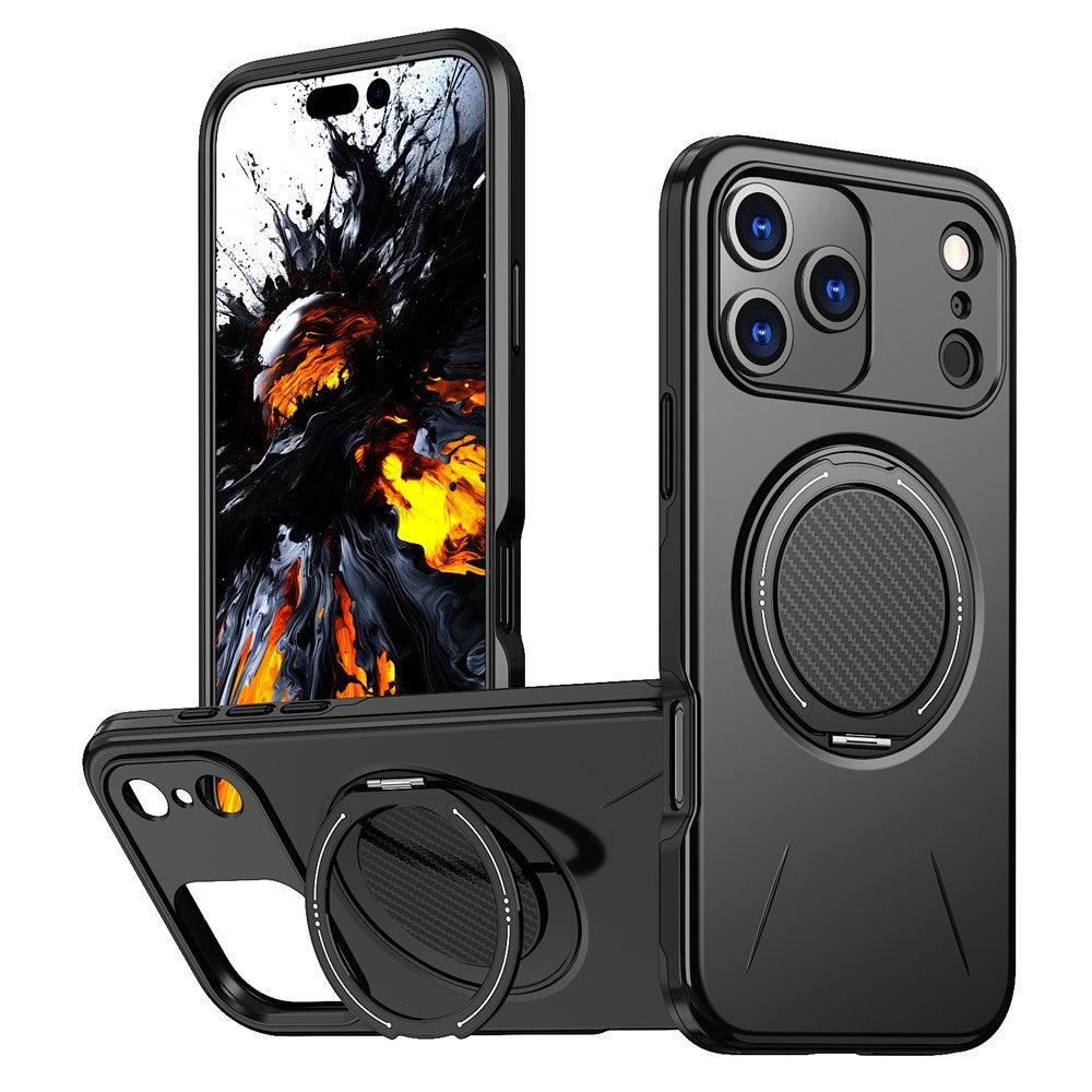 EIDERWOOD iPhone 17 Pro Max Mobil Cover - Roterende Kickstand - Sort