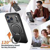 EIDERWOOD iPhone 17 Pro Max Mobil Cover - Roterende Kickstand - Sort