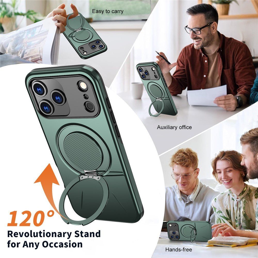 EIDERWOOD iPhone 17 Pro Max Mobil Cover - Roterende Kickstand - MagSafe Kompatibel - Grøn