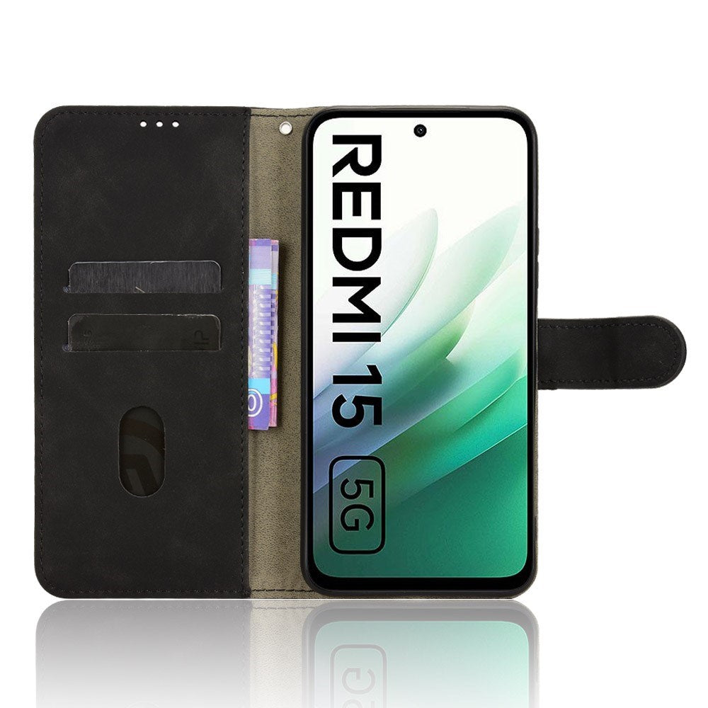 Xiaomi Redmi 15 (5G) EIDERWOOD Kunstlæder Flip Cover m. Indbygget Kortholder - Sort