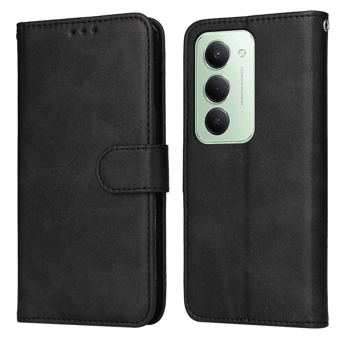 Xiaomi Redmi 15 (4G) EIDERWOOD Kunstlæder Flip Cover m. Strop & Indbygget Kortholder - Sort