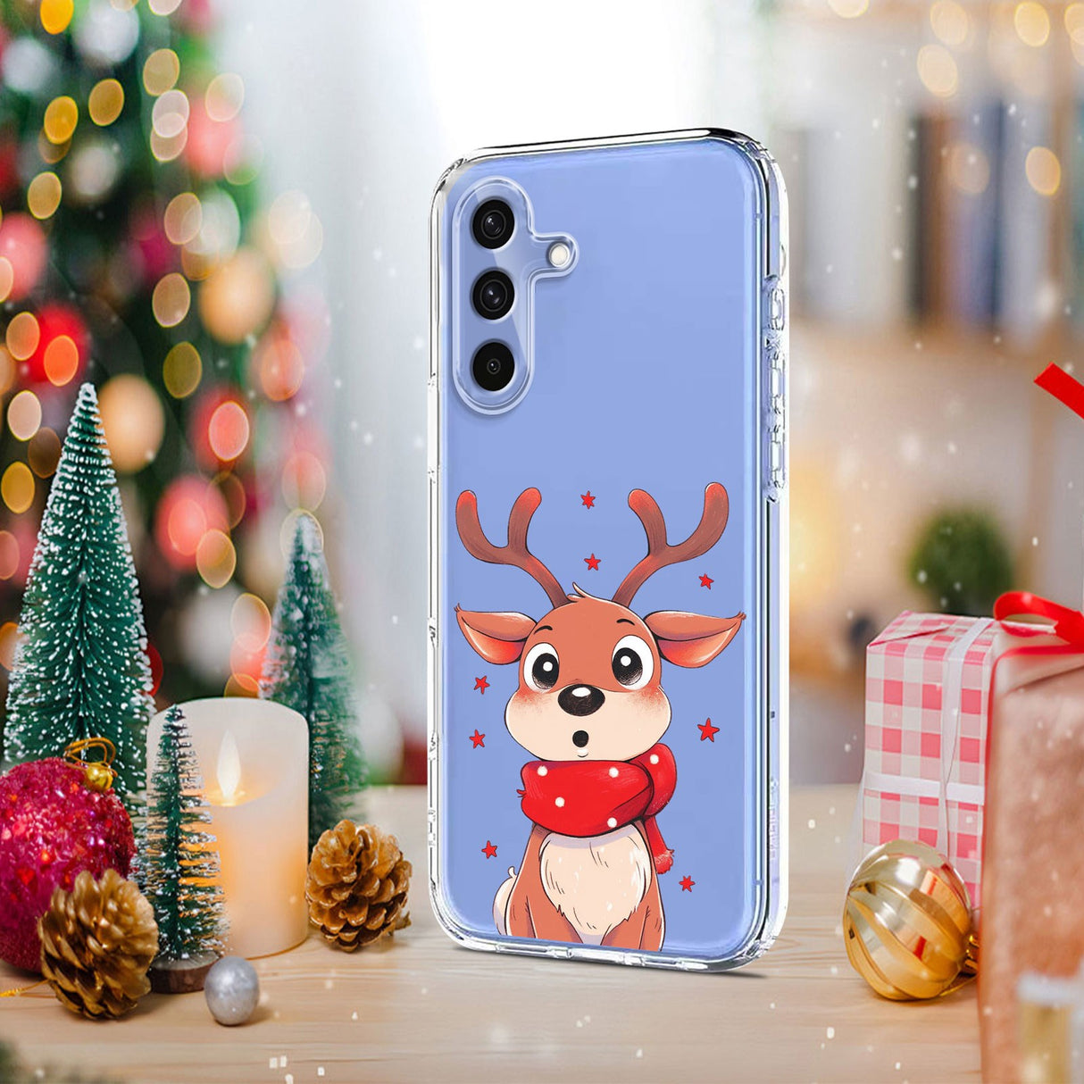 EIDERWOOD Samsung Galaxy A56 (5G) Fleksibelt Plast Jule Mobil Cover - Gennemsigtig / Rensdyr