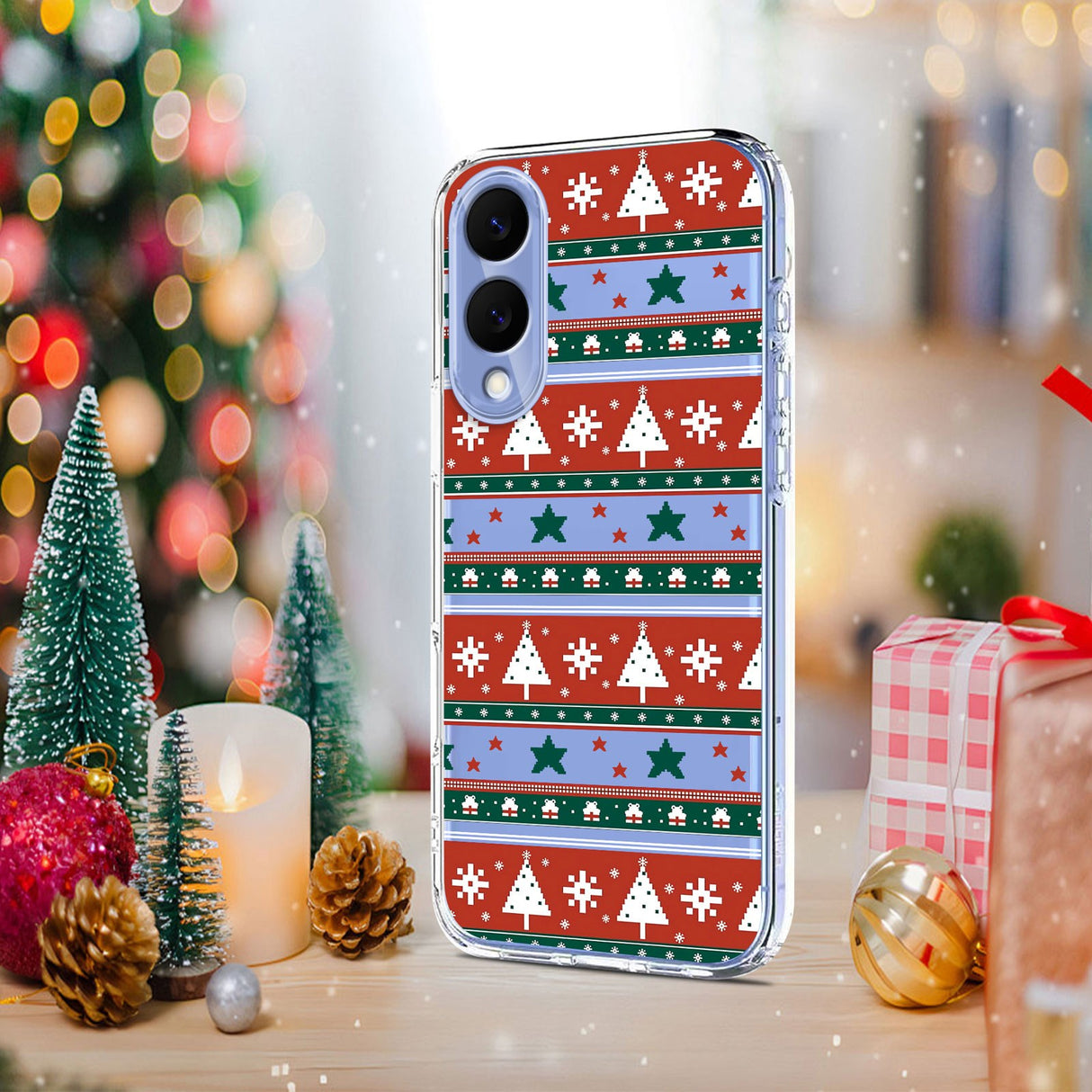 EIDERWOOD Samsung Galaxy S25 Edge Fleksibelt Plast Jule Mobil Cover - Gennemsigtig / Mønster