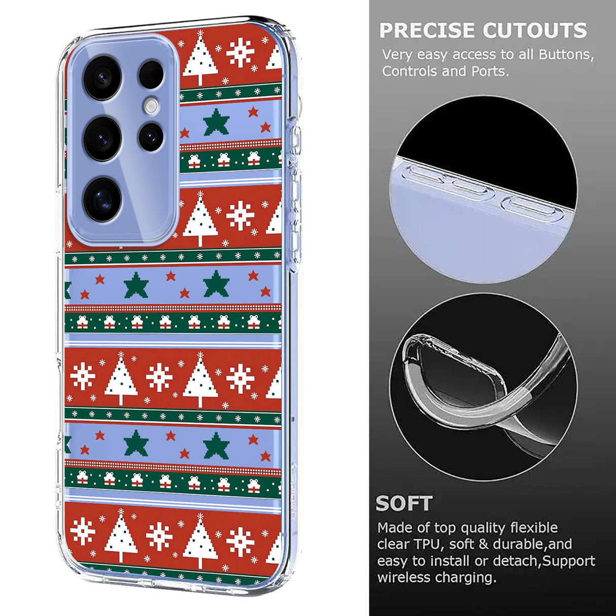 EIDERWOOD Samsung Galaxy S25 Ultra Fleksibelt Plast Jule Mobil Cover - Gennemsigtig / Mønster