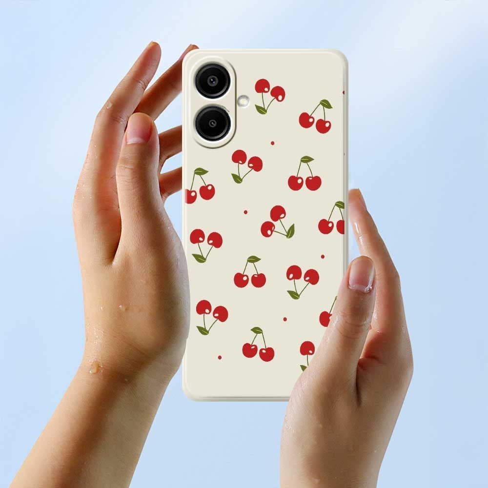 Samsung Galaxy A07 EIDERWOOD Fleksibelt Plast Mobil Cover m. Kirsebærdesign - Sort