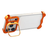 iPhone 17 Pro 2-i-1 Metal Bumper Cover - Ståfunktion & Linsebeskytter - Orange