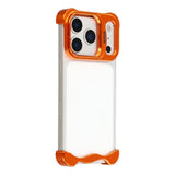 iPhone 17 Pro 2-i-1 Metal Bumper Cover - Ståfunktion & Linsebeskytter - Orange