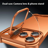 iPhone 17 Pro 2-i-1 Metal Bumper Cover - Ståfunktion & Linsebeskytter - Orange