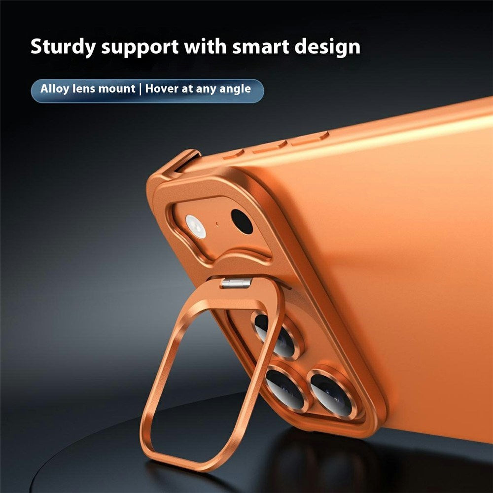 iPhone 17 Pro 2-i-1 Metal Bumper Cover - Ståfunktion & Linsebeskytter - Titanium
