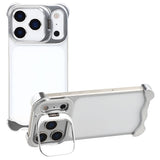 iPhone 17 Pro 2-i-1 Metal Bumper Cover - Ståfunktion & Linsebeskytter - Sølv