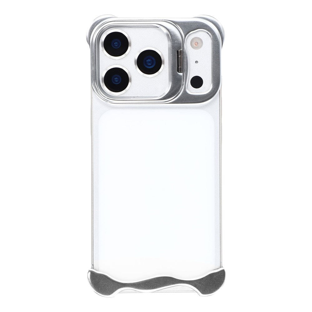 iPhone 17 Pro 2-i-1 Metal Bumper Cover - Ståfunktion & Linsebeskytter - Sølv