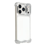 iPhone 17 Pro 2-i-1 Metal Bumper Cover - Ståfunktion & Linsebeskytter - Sølv