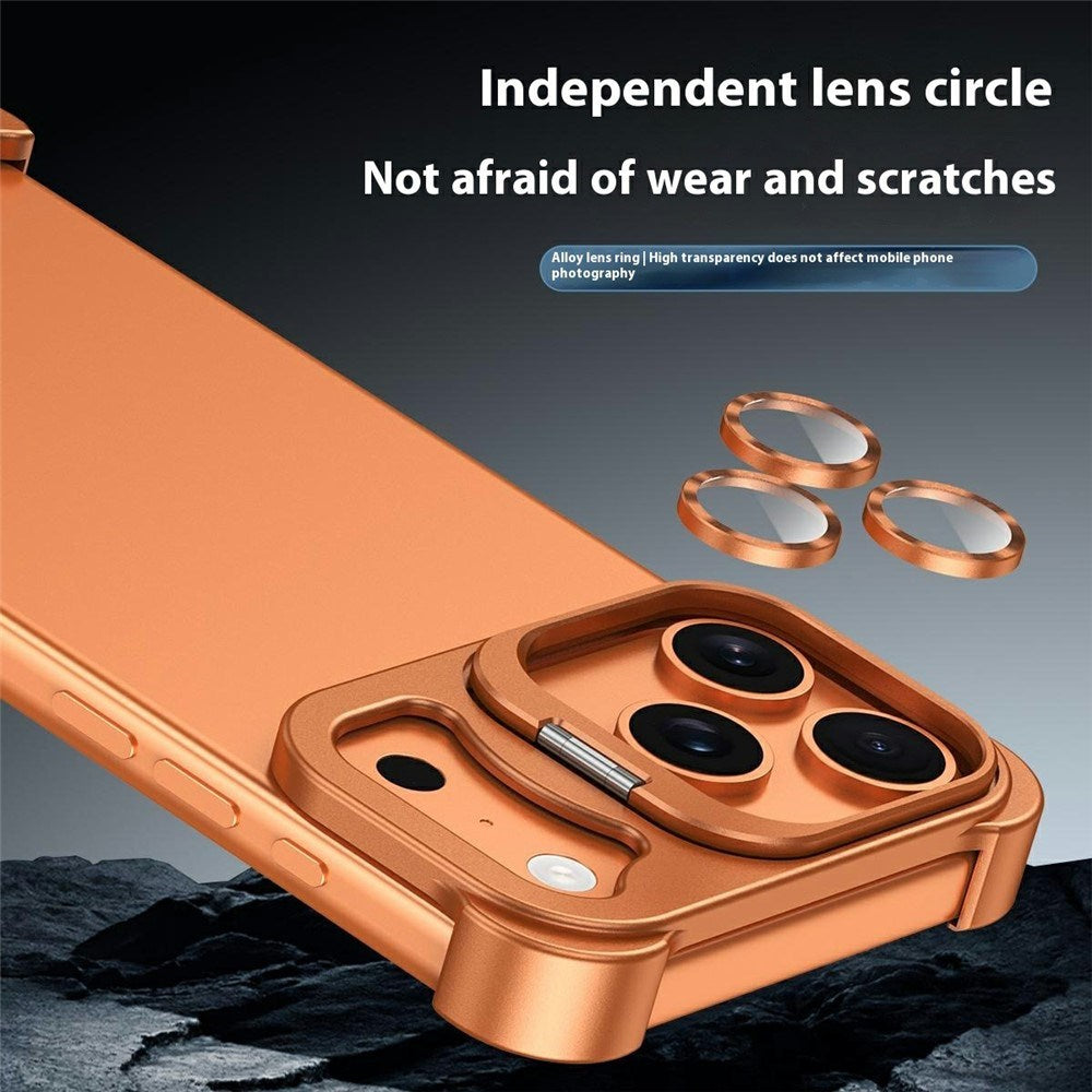iPhone 17 Pro 2-i-1 Metal Bumper Cover - Ståfunktion & Linsebeskytter - Sølv