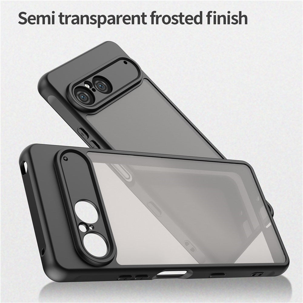 Sony Xperia 10 VII - EIDERWOOD Mat Hybrid Bagside Cover - Gennemsigtig / Sort