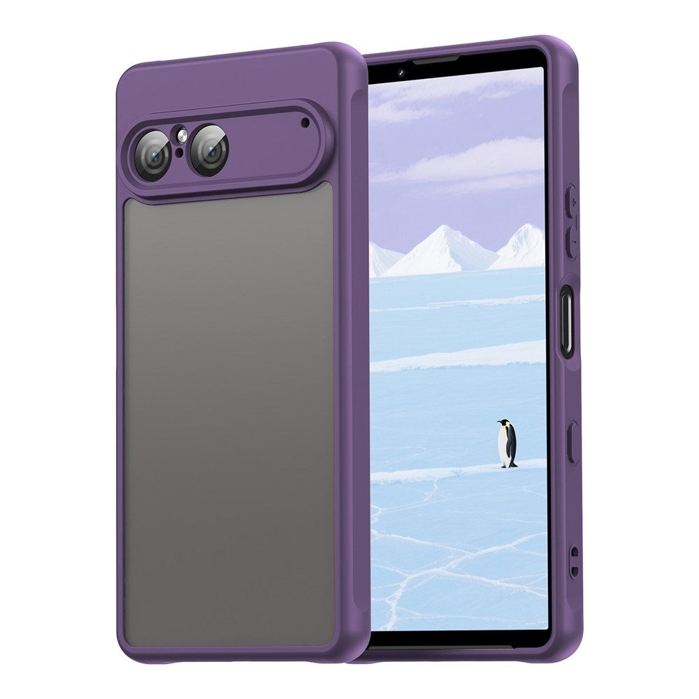 Sony Xperia 10 VII - EIDERWOOD Mat Hybrid Bagside Cover - Gennemsigtig / Lilla