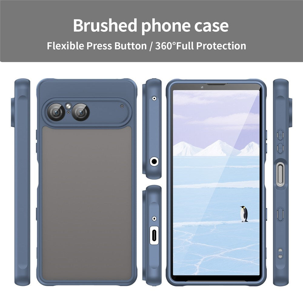 Sony Xperia 10 VII - EIDERWOOD Mat Hybrid Bagside Cover - Gennemsigtig / Mørkeblå